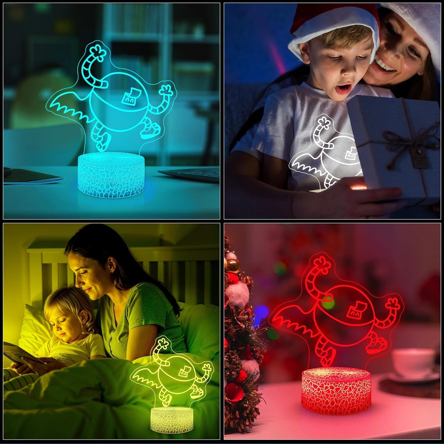 Officially Licensed Dog Man Night Light - Lightning Dude LED Glow Light with Removable 7 Colors Base, Kids Bedroom Decor Bedside Lamp, Night Light for Kids, Christmas Birthday Gifts for Boys & Girls