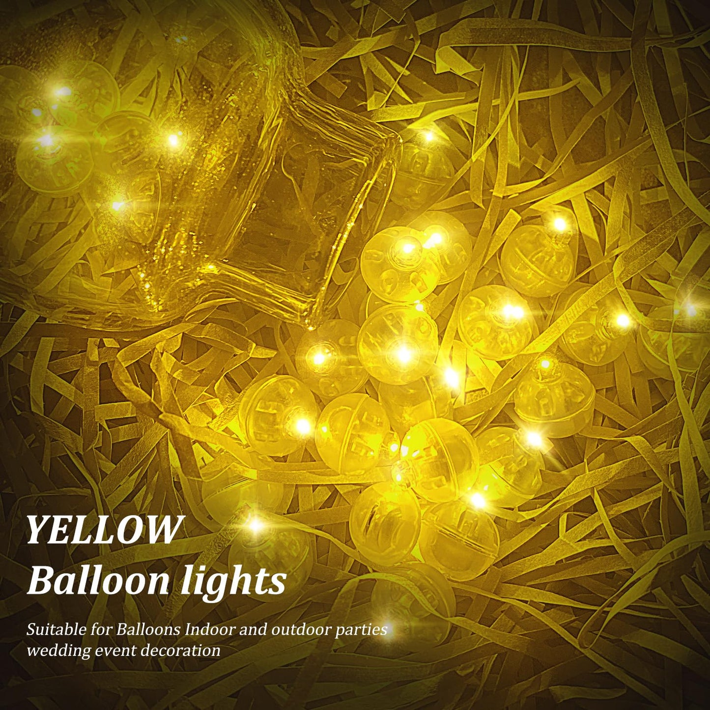 Aogist 200PCS Yellow LED Balloon Lights, Round Plastic Lamps for Party Decor, Model A01-Mini