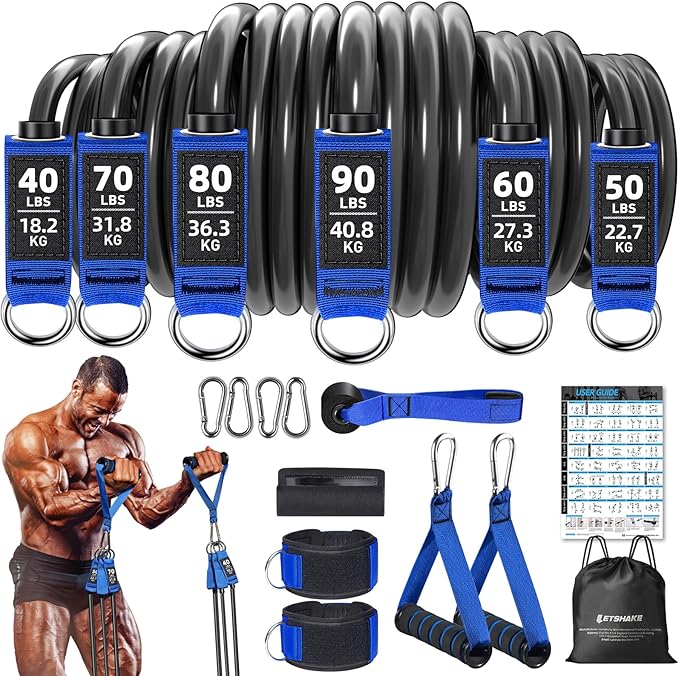 Resistance Bands, 390 LBS Heavy Duty Exercise Bands for Working Out, Workout Bands with Handles, Stretch Band for Men, Fit...