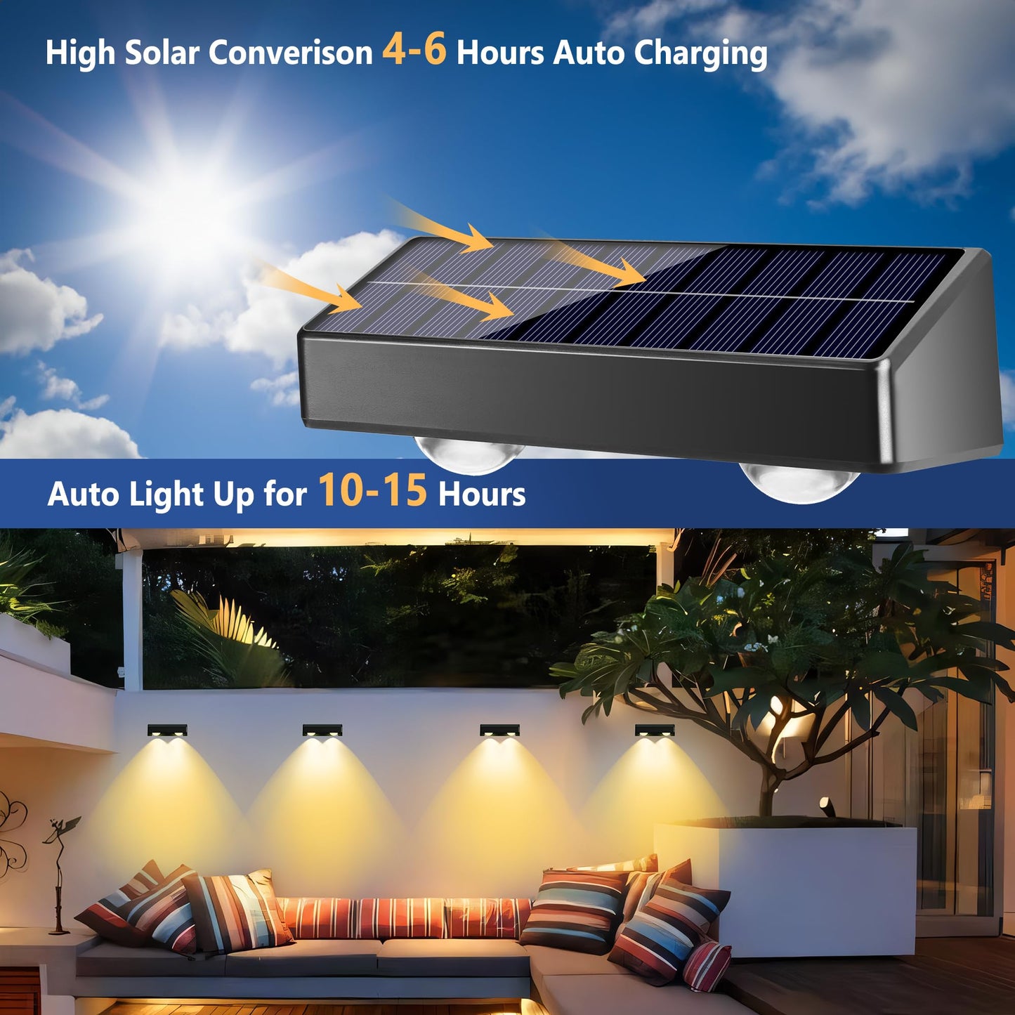 Brizled 16 Pack Solar Fence Lights, 11 Modes, 9 Colors, IP65 Waterproof, 100 Lumens, RGBCW - Black