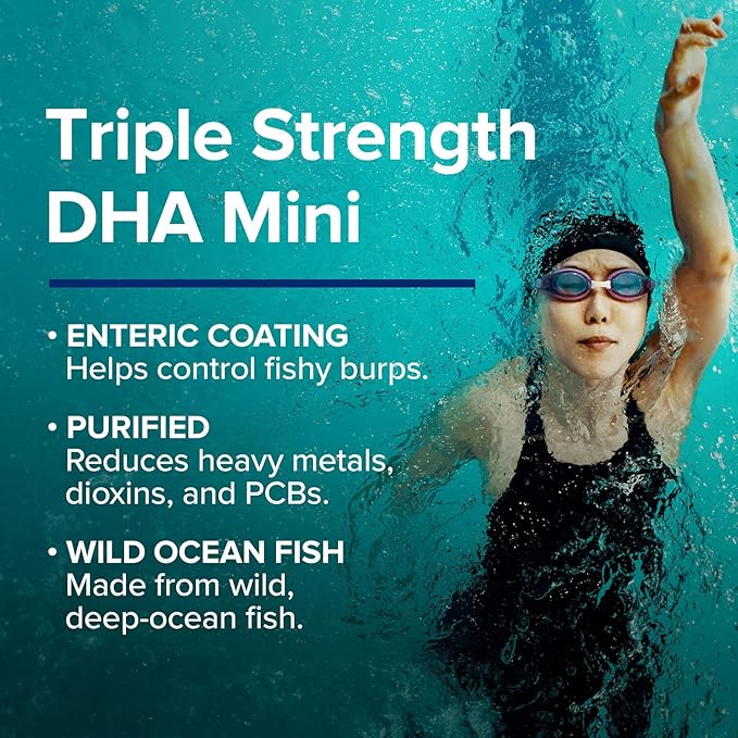 GNC Triple Strength DHA 1000 Mini Omega 3 Supplement, 1000mg, Ultra Concentrated, High Potency, Supports Brain Development and Healthy Vision, Burpless, 90 Mini Softgels, 45 SVG, 45 Day Supply