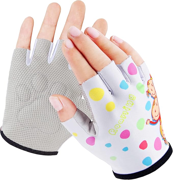 Kids Half Finger Gymnastics Gloves for Age 1-9 Boys Girls Climbing Biking Good Grip Control Gloves for Gymnastics Balance ...