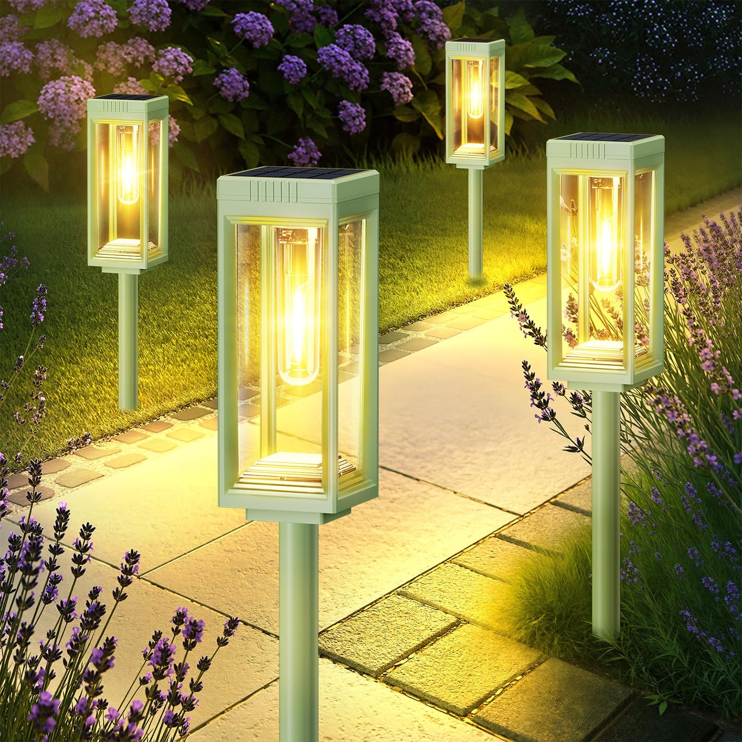 8 Pack Solar Pathway Lights Outdoor  Bright Solar Lights Outdoor Waterproof  Auto On/Off  15+ Hours Runtime  Garden Lights Solar Powered Lighting For Pathway Yard Garden Walkway  Warm White