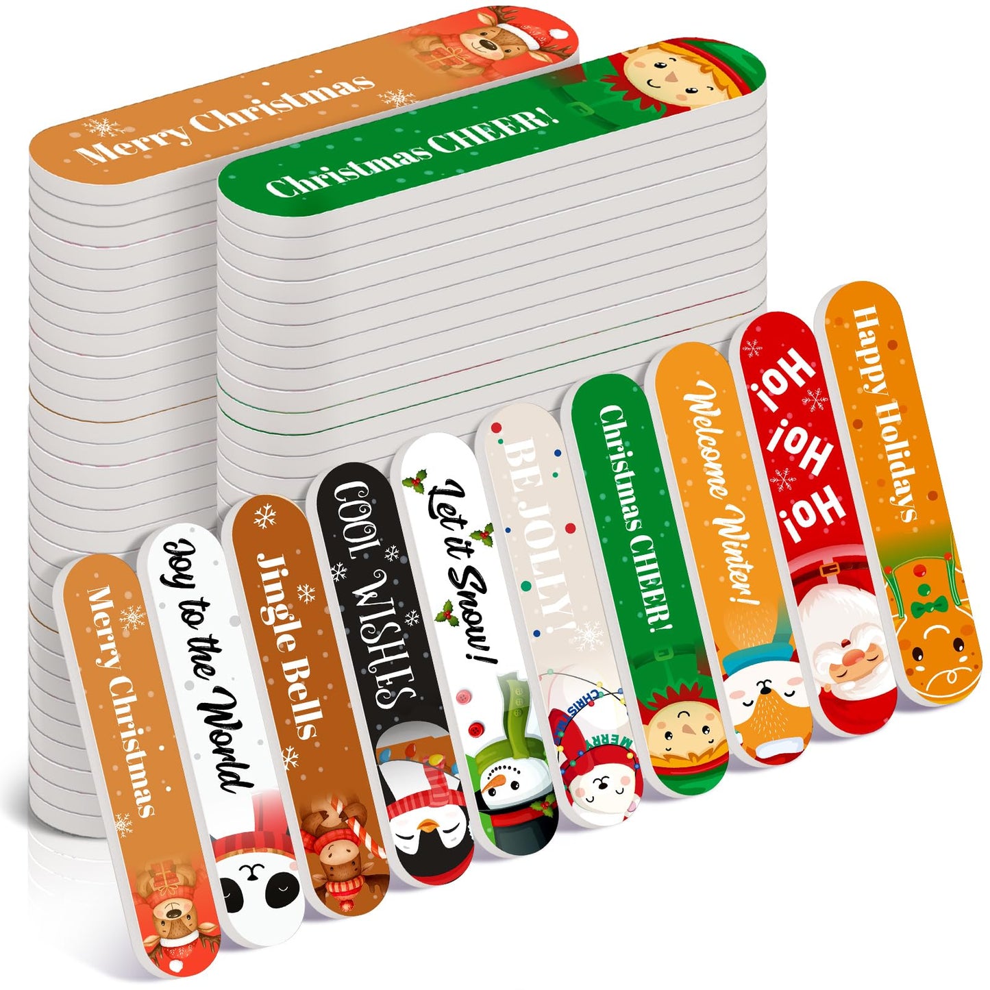 Lanties 50 Pack Christmas Mini Nail Files Gifts Bulk Holiday Mini Emery Boards Double-Sided Christmas Party Nail Files Favors Bu