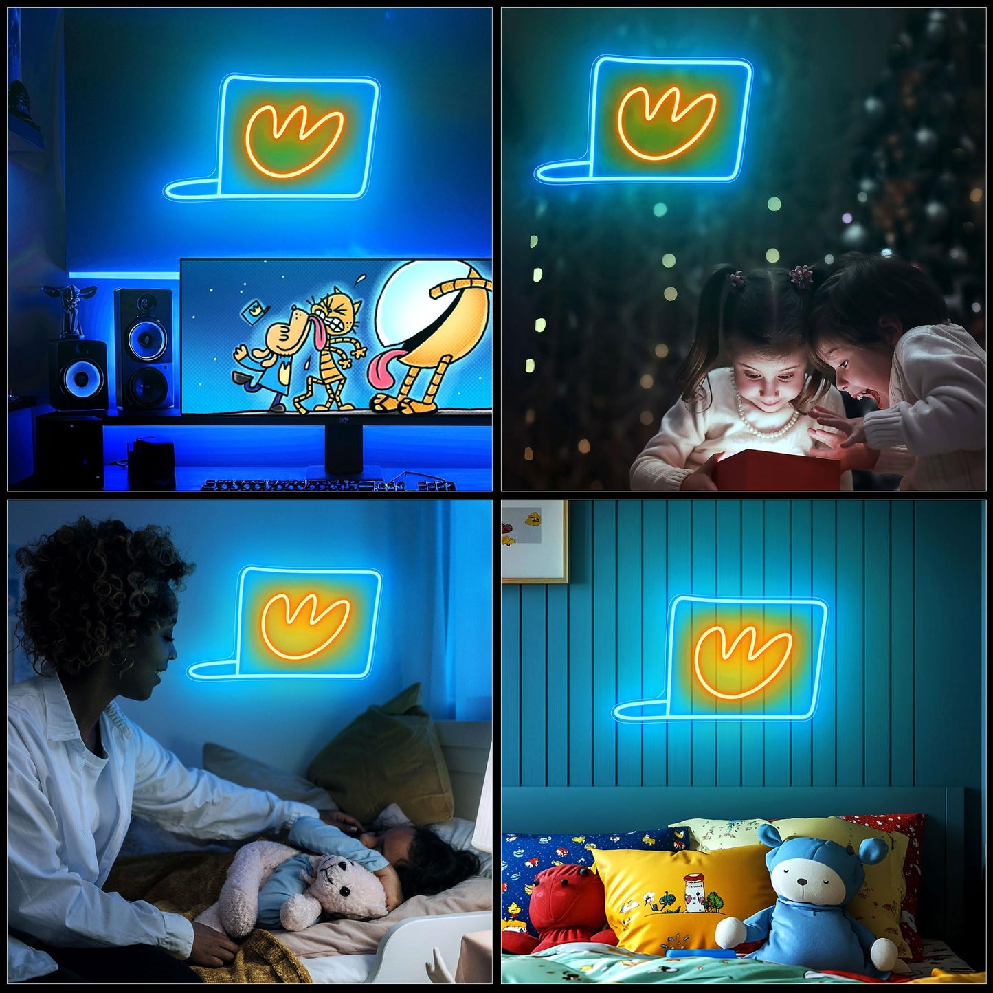 Officially Licensed Dog Man Cap Led Neon Sign - Vibrant Kids Bedroom & Game Room Wall Decor  Safe Movie-Themed Gift For Fans Christmas/Birthday (14X8.4 Inches)