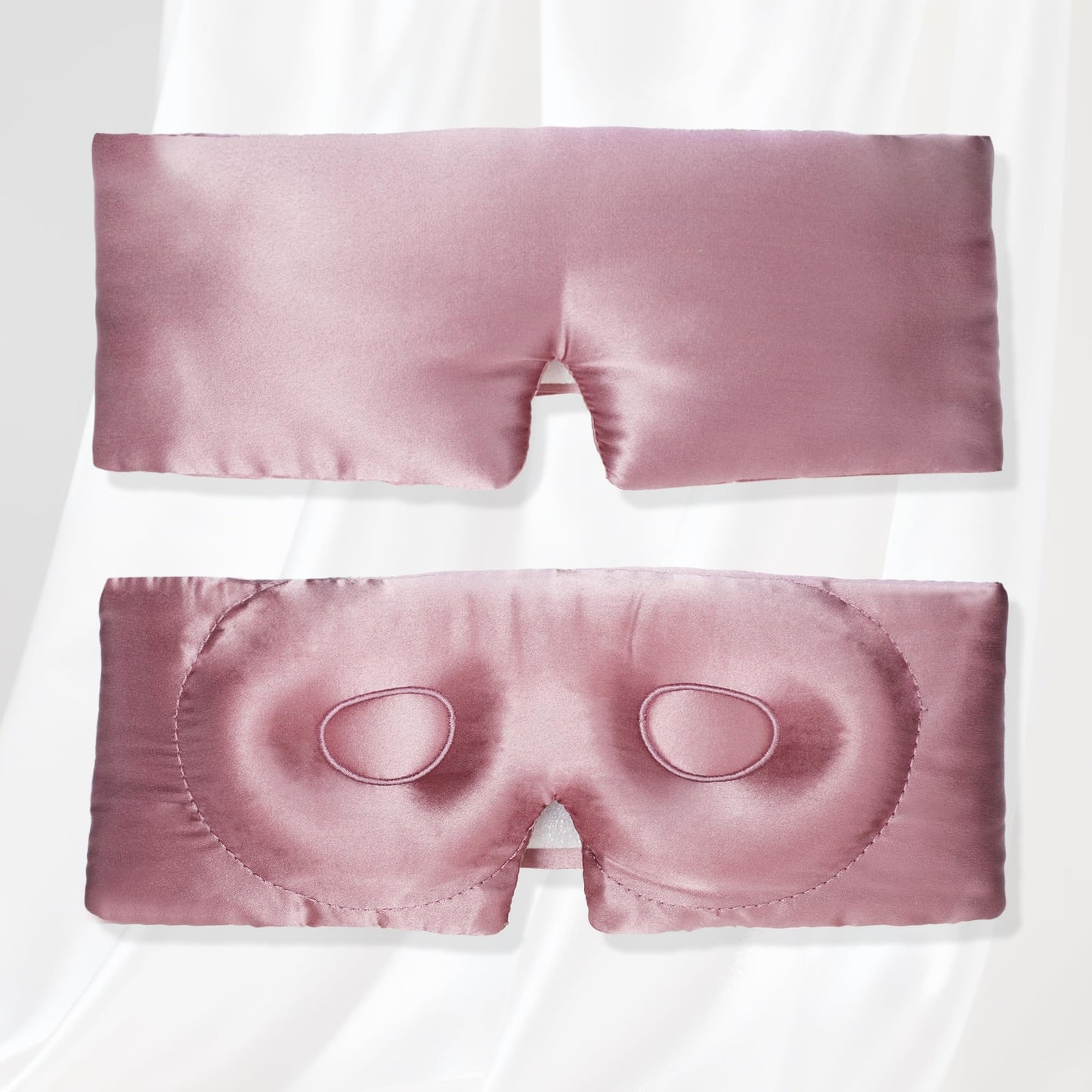 VOCOSTE 22 Momme Pure Silk Sleep Mask with Travel Pouch, 3D Contour Adjustable Blindfold for Side Sleepers, Eyelash Protecting for Natural Lashes & Extensions, Bean Pink