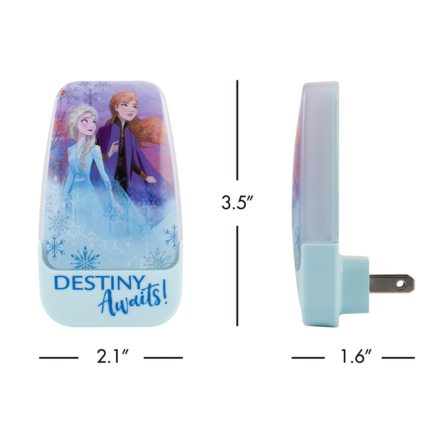 Disney Frozen LED Night Light, Anna and Elsa, Plug-in, Dusk-to-Dawn Sensor, Model 45670, Ideal for Bedroom, Nursery, Girls Room Decor