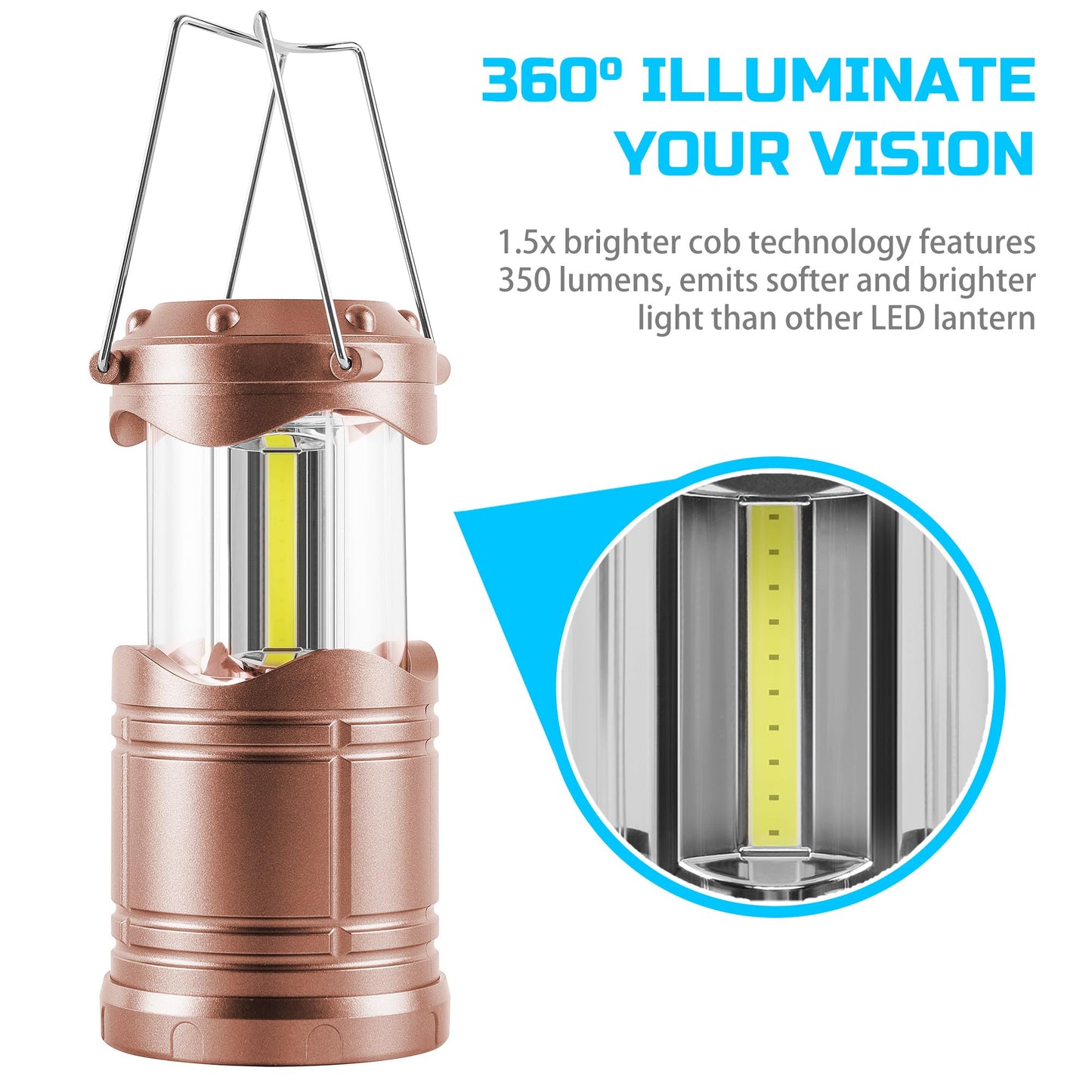 Lichamp LED Camping Lantern 4 Pack Battery Powered Flashlight Portable Collapsible Light Model B4C3 Silver Gold Rose Gold Burgundy