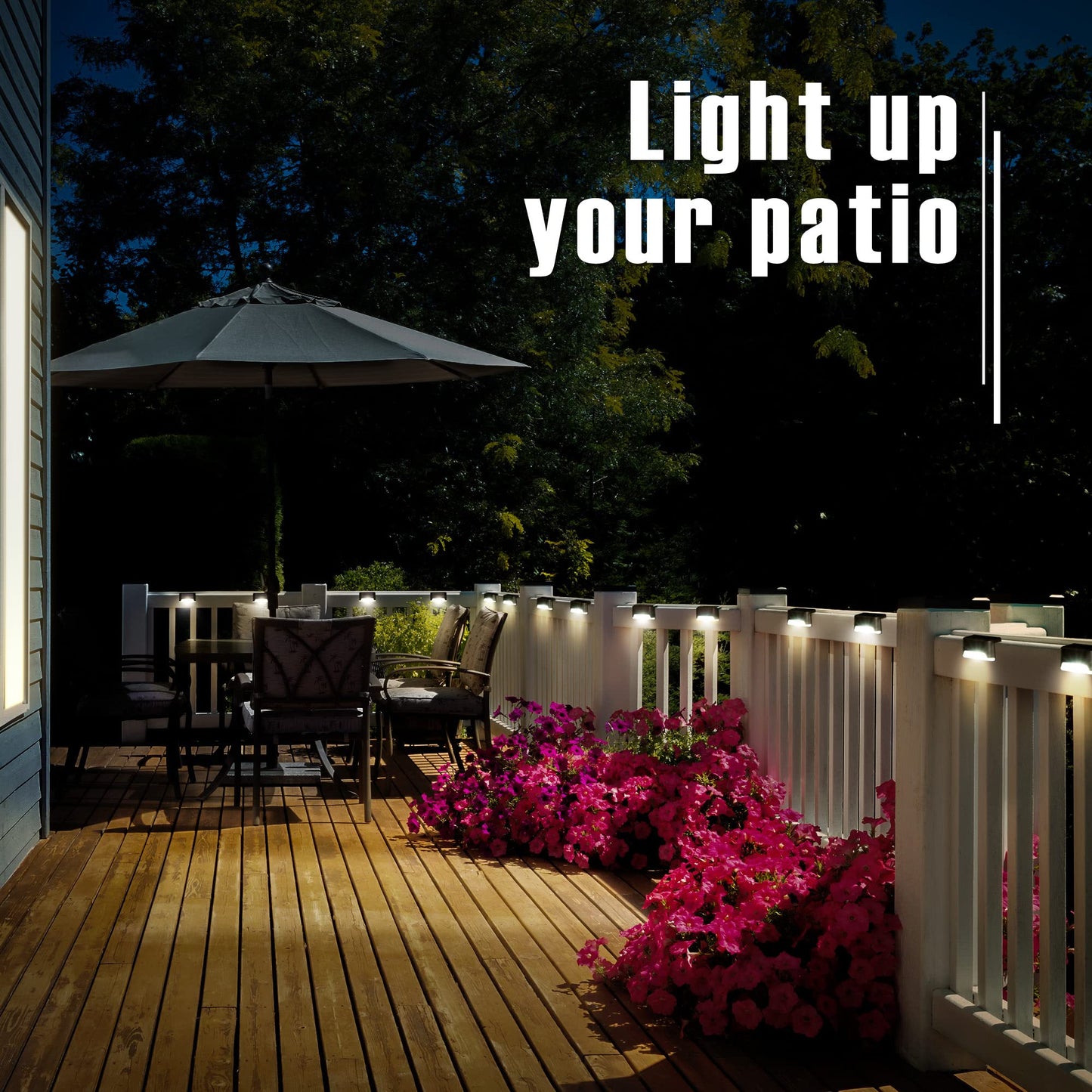 Gigalumi 20 Pack Led Solar Deck Lights - Waterproof Warm White For Outdoor Stairs, Step, Fence, Railing, Yard And Patio