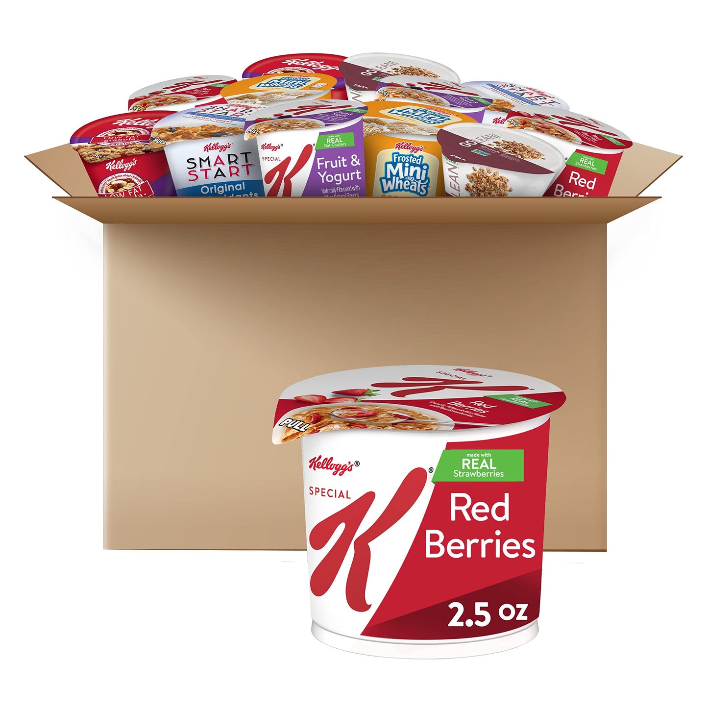 Kellogg s Wellness Assortments Breakfast Cereal in a Cup, Variety, 2.2oz (60 Count)
