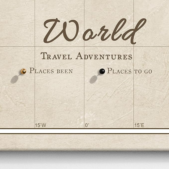 Canvas World Map with Cork Pin Board - English Lettering - Decorative Wall Decoration for All Rooms - Canvas Pictures with World Map Motif (150x100 cm, Pattern 2)