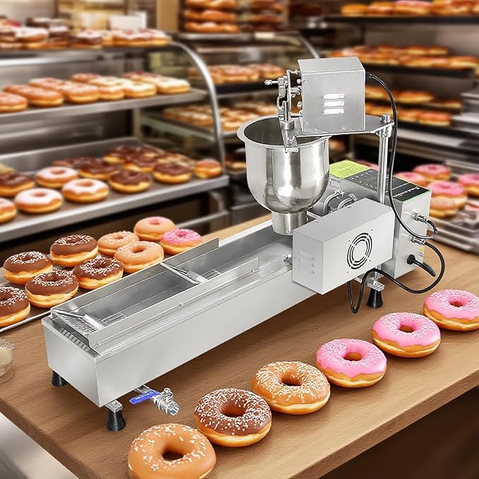 Commercial Single Row Mini Donut Maker Machine,Frying Donuts Maker,Automatic Doughnut Maker, For Restaurant, Bakery, Party, Dessert Shop, 450-800 Pcs/Hour