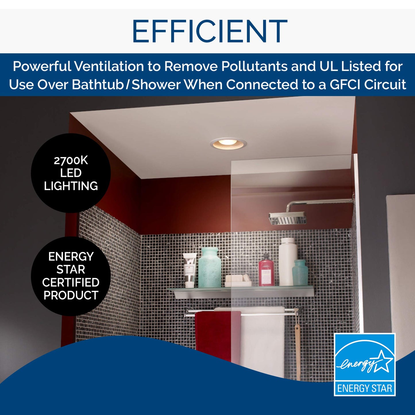 Broan-NuTone 744LED Recessed Light Ventilation Fan with LED, ENERGY STAR Certified, 70 CFM, 1.5 Sones, White