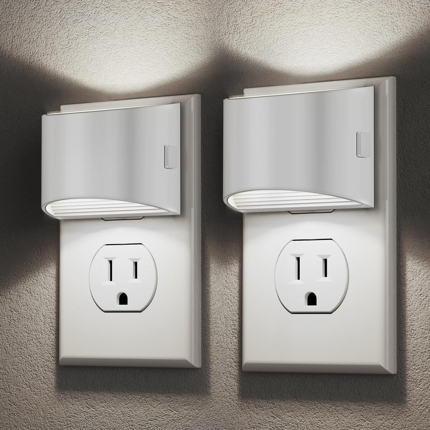 Doresshop Led Night Light[2 Pack]  Night Lights Plug Into Wall  3 Level Brightness Adjustable Plug In Night Light  Dusk To Dawn Sensor Nightlights For mature-themeds Bedroom Bathroom Hallway 5000K White Cover