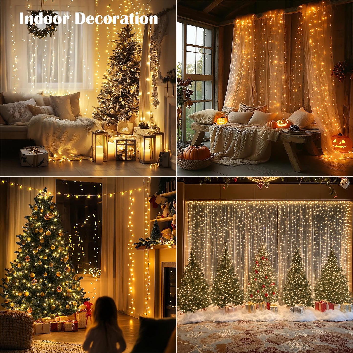 Zeluxdot Fairy Lights 328Ft 1000Led Waterproof Copper Wire Warm White, 8 Modes Remote For Indoor/Outdoor Christmas Wedding Party Decor