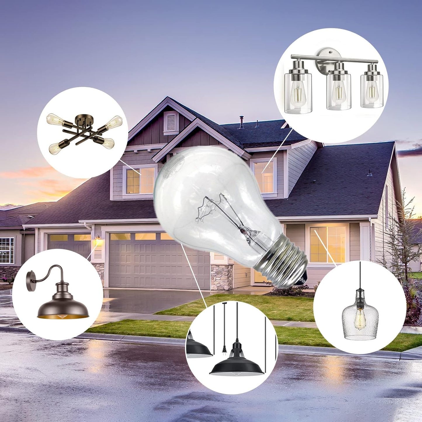 Hoimuv 100 Watt Incandescent Light Bulbs, A19 Clear Incandescent Rough Service Light Bulb,A19 100 WATT Incandescent Bulb Shatter Resistant Rough Service Light Bulb 100 WATTS A19 Shape (6)