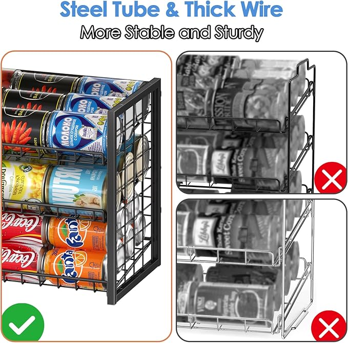 X-cosrack 6 Tier Sturdy Stackable Can Organizer for Pantry, Adjustable Pantry Organizer and Storage for Canned Food Can Goods, Kitchen Can Dispenser Storage Holder for Soda Drinks Snacks