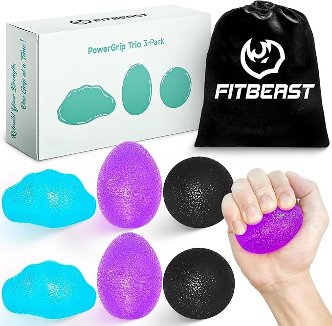 FitBeast Stress Balls for Adults, Hand Exercise Balls 6 Pack, Stress Relief & Grip Strength Trainer, Squishy Balls & Squee...