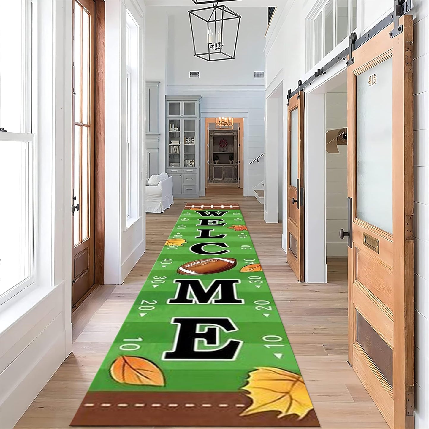 Autumn Welcome Entrance Rug, 2x6ft, American Rugby Carpet for Entryway, Cozy Soft Home Decor Kids Rugs, Foldable Washable Breathable Anti-Slip Rug for Front Door Dining Room