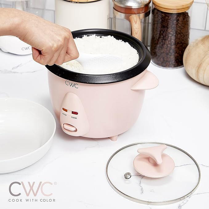 COOK WITH COLOR 6 Cup Rice Cooker 300W - Effortless Cooking and Perfectly, Cooks 3 Cups of Raw Rice for 6 Cups of Cooked Rice, Pink