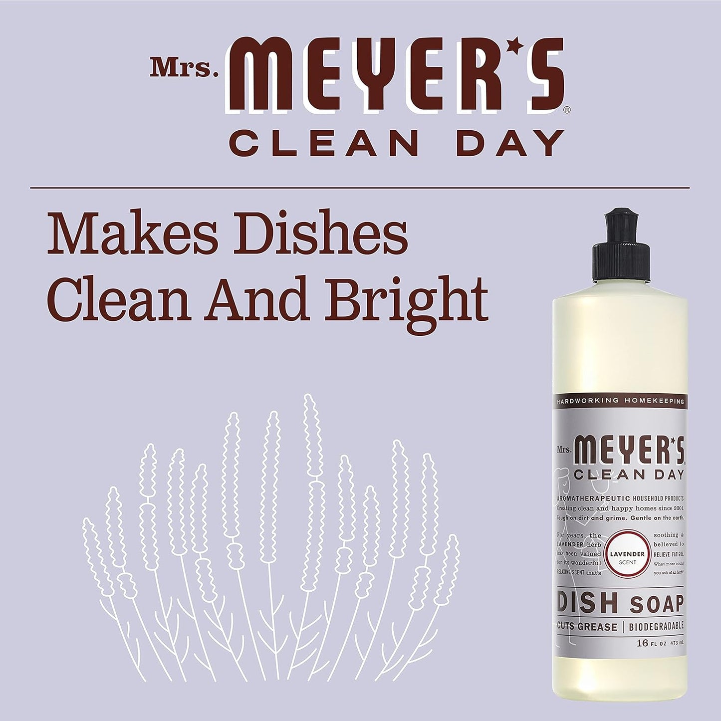 Mrs. Meyer's - Clean Day Liquid Dish Soap Lavender - 16 oz.3 Pack