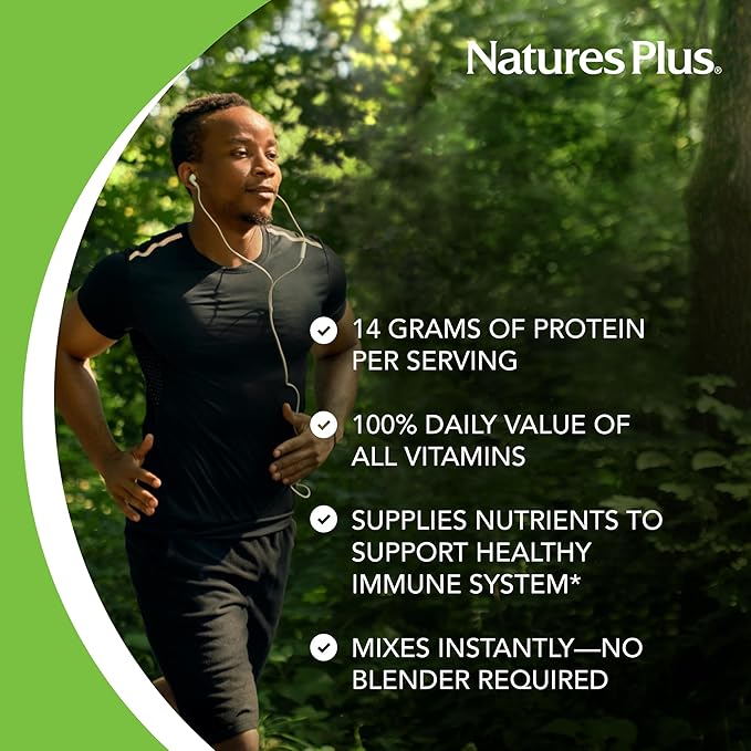 Natures Plus SPIRU-TEIN, Peaches & Cream - 2.24 lb - Plant-Based Protein Powder - Vitamins & Minerals for Energy - Vegetarian, Gluten Free - 30 Servings