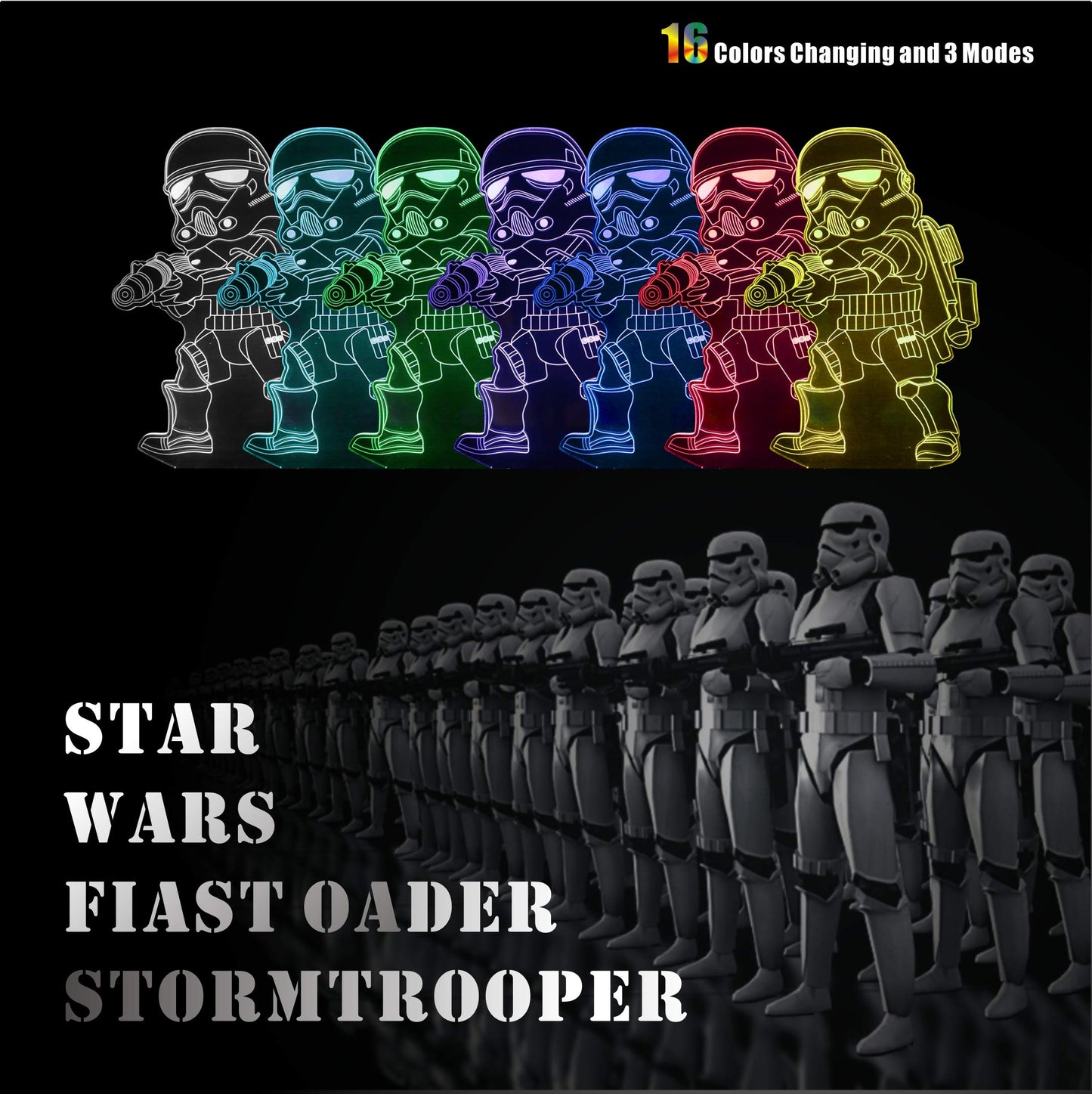 MOSSOM 3D Illusion Lamp - Baby Yoda Night Light, 7 Color Change, Large, Black, Star Wars Gifts for Kids and mature-themeds