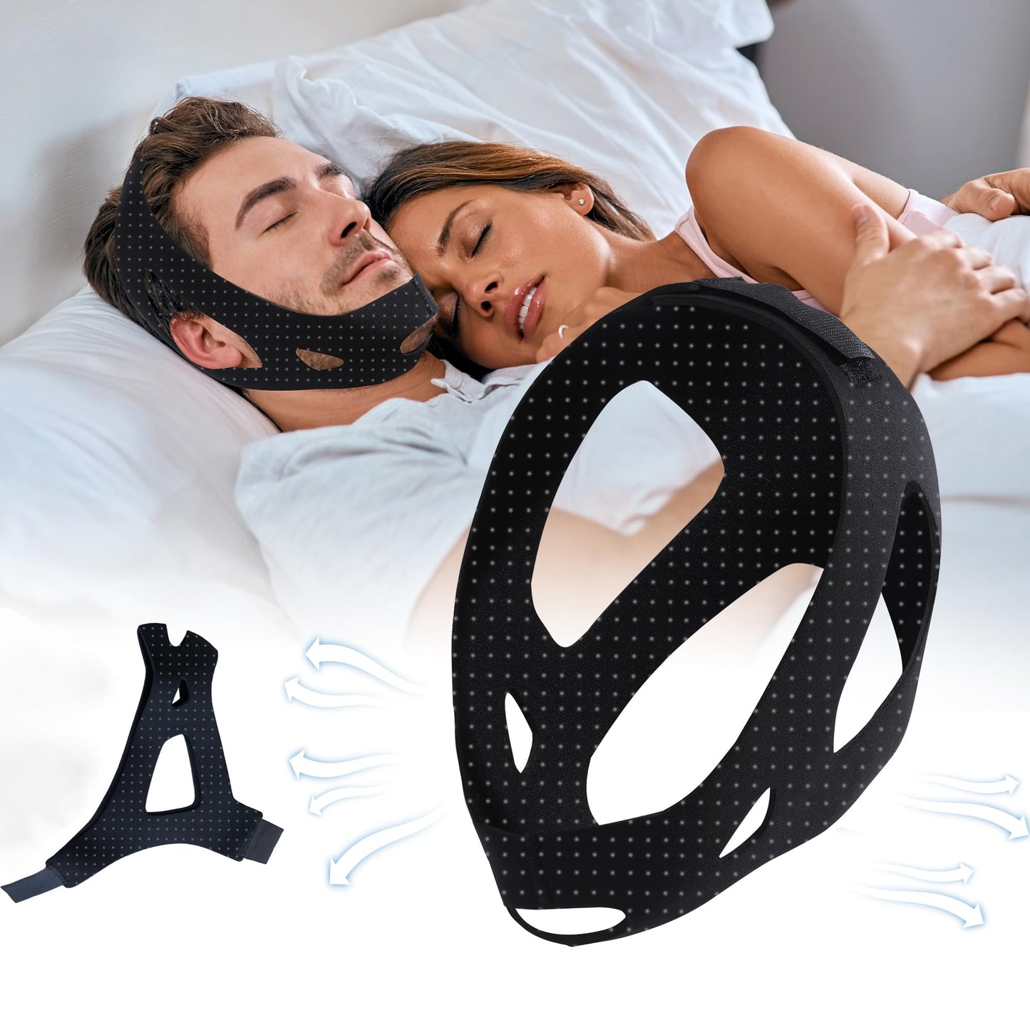 Snoring Chin Strap for Users,Anti Snoring Chin Strap for Sleeping, Adjustable Jaw Support Strap to Keep Mouth Closed