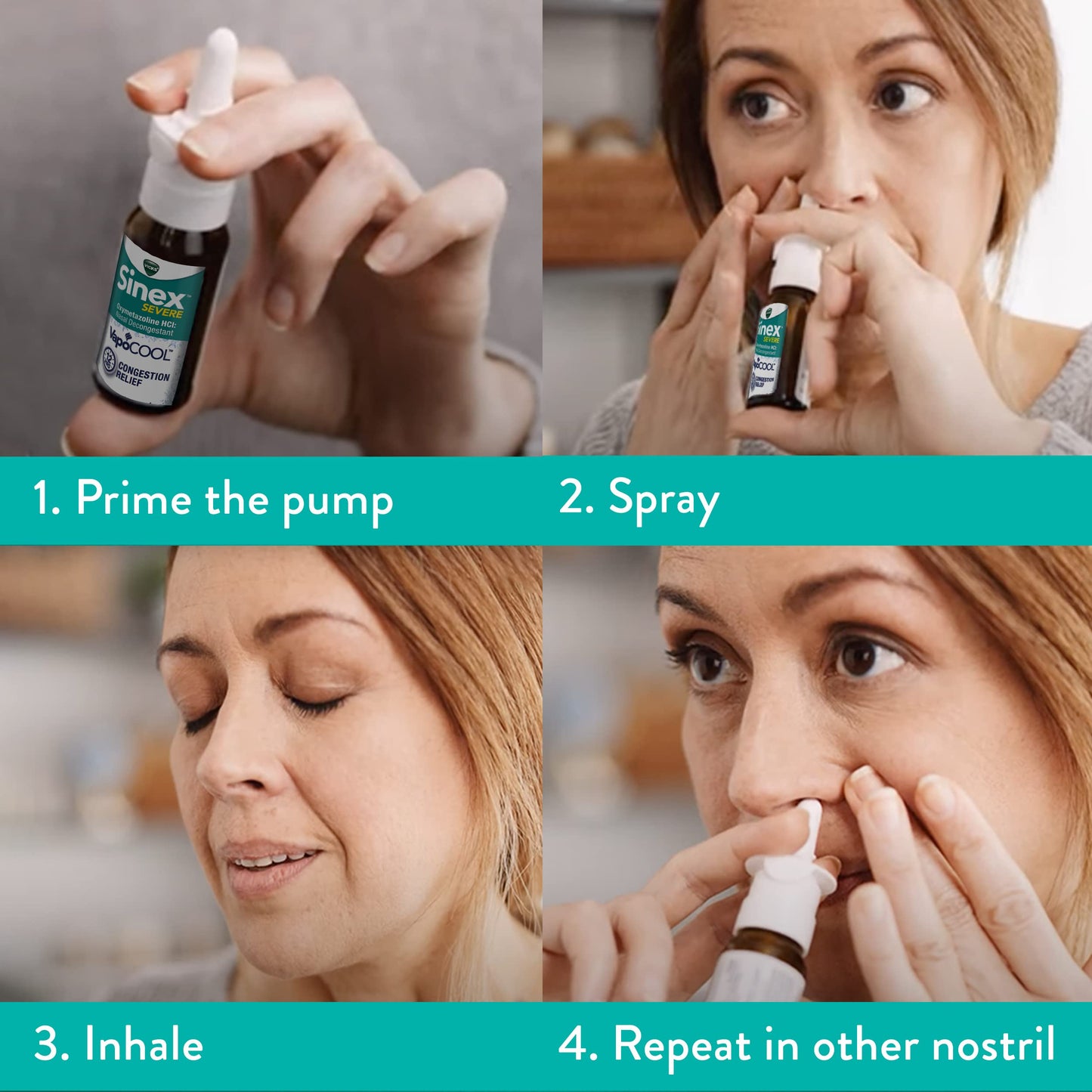 Vicks Sinex Severe Nasal Spray with VapoCOOL, Soothing Vapors, Decongestant Medicine, Relief from Stuffy Nose Due to Cold or Allergy, & Nasal Congestion, Sinus Pressure Relief, 265 Sprays