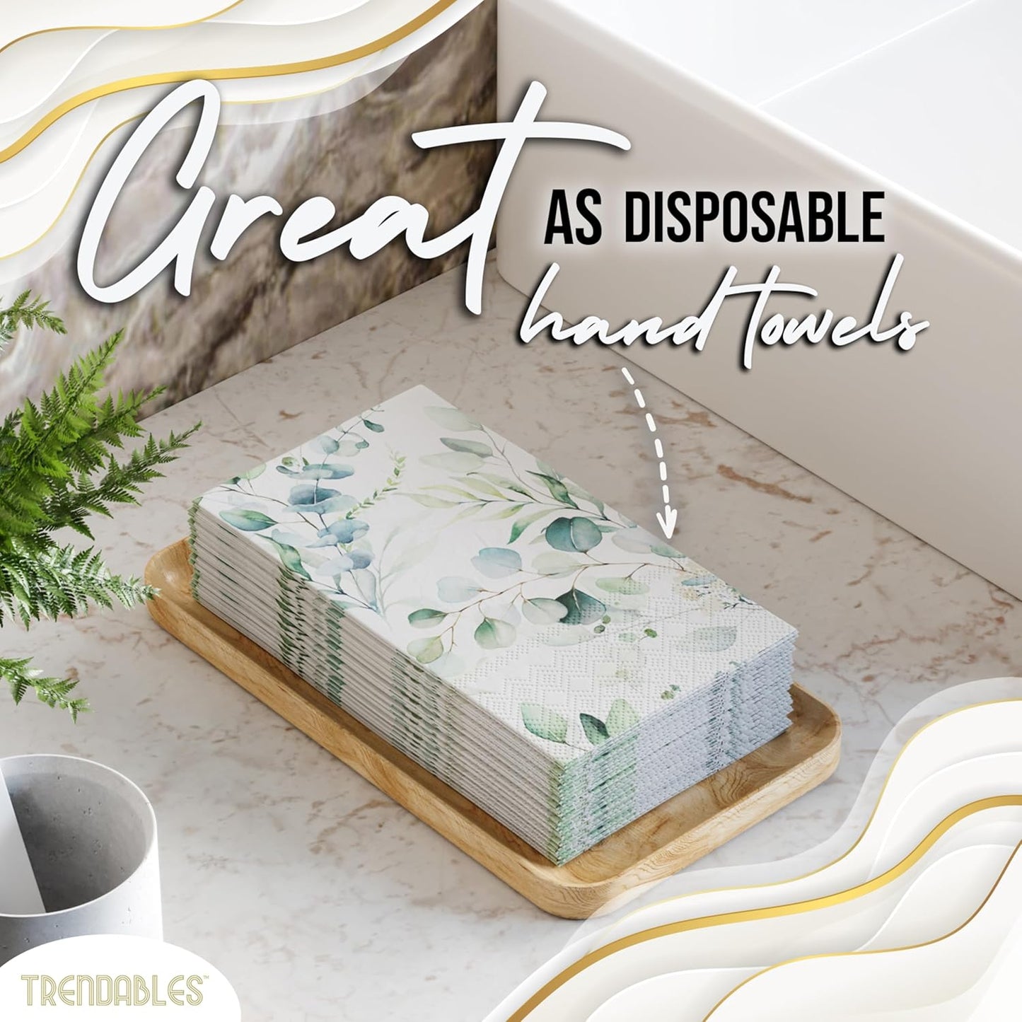 Trendables Sage Green Napkins for decoupage 200 Pcs 3 Ply Eucalyptus Napkins Decorative Guest Towels Disposable Bathroom, Flower Design For Tea Party Decorations, Dinners & Weddings