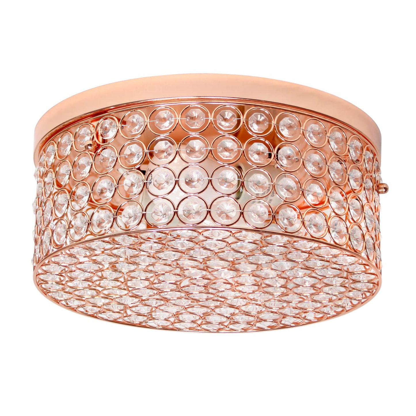 Lalia Home 2 Light Flush Mount Light Fixture, 12 Inch, Metal, Rose Gold, Model LHM-2003-RG