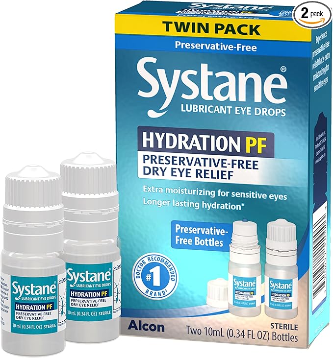 Systane Hydration Multi-Dose Preservative-Free Eye Drops Dry Eye Relief Twin Pack (2x10ml)