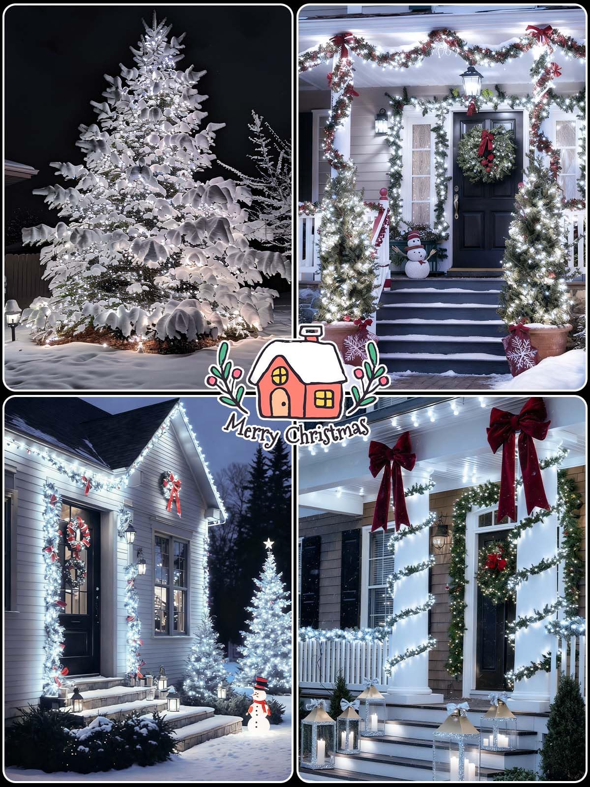 6 Pack Christmas Solar String Lights Outdoor Waterproof  198Ft 600 Led Green Wire Solar Fairy Lights With 8 Modes  Solar Twinkle Lights For Garden Tree Patio Fence Christmas Decorations (Cool White)