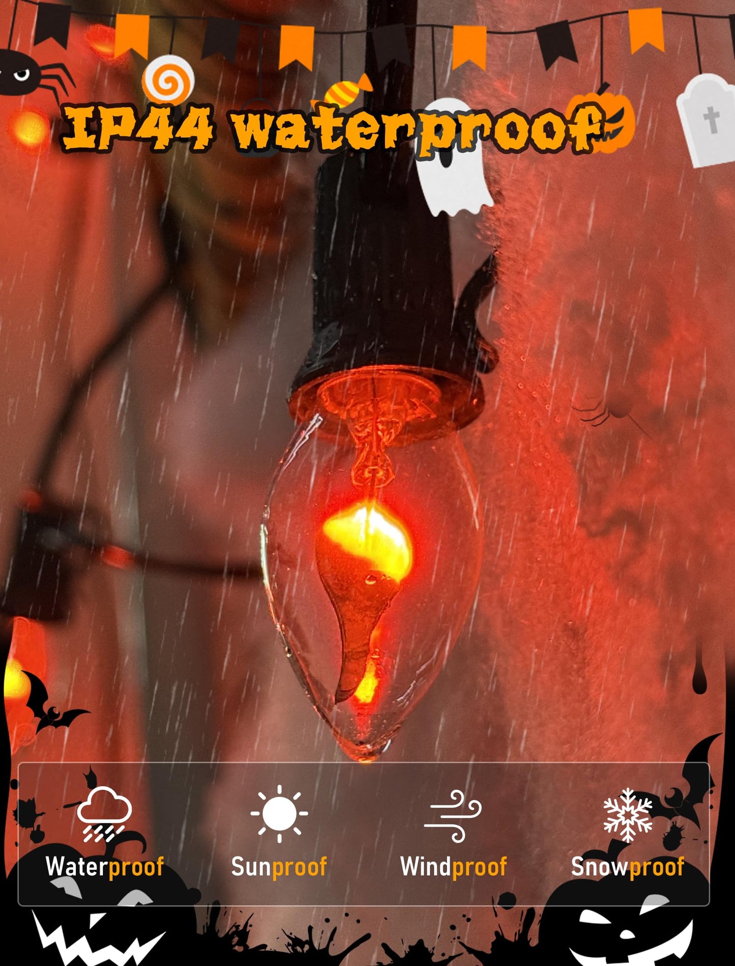 Xingzd 25 Pack Christmas Flickering Flame Light Bulbs Replacement  C7 1W Clear Flicker Flame Candle Bulbs  E12 Candelabra Light Bulbs For Christmas Window Candles Chandelier Holiday Decor