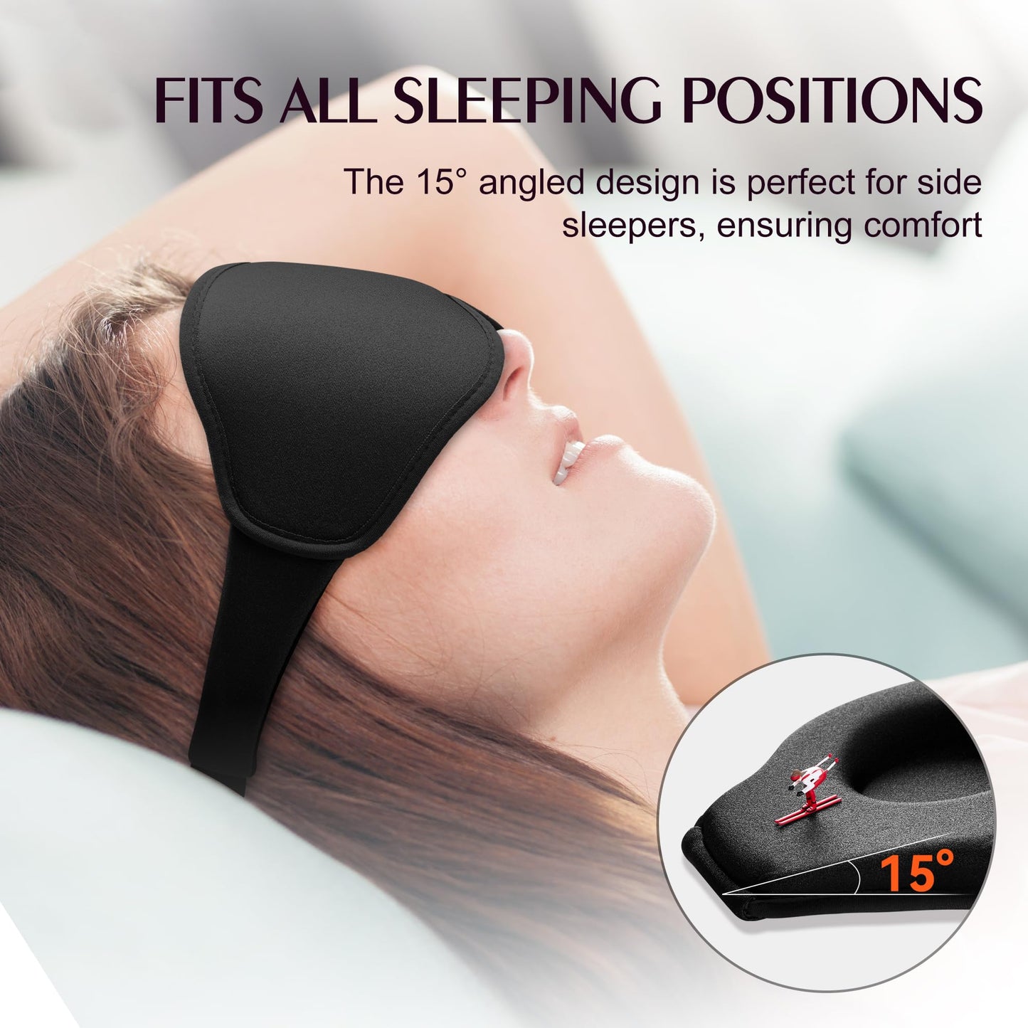 Sleep Masks for Women Men - Blackout Eye Cover for Lash Extension, 3D Contoured Sleep Mask for Side Sleeper, Soft Memory Foam, Sleep Masks for Travel, Airplane, Night(Cloud Black, Cloud Purple)