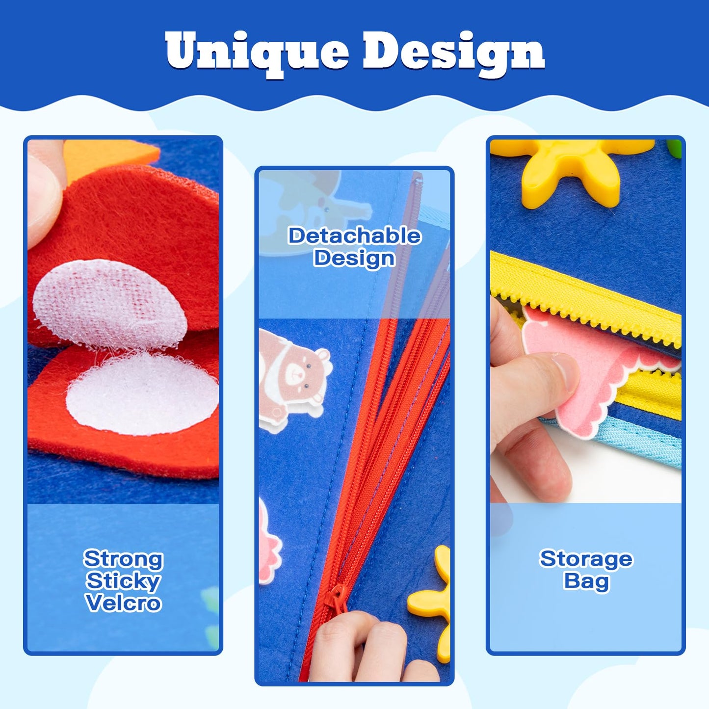 Funsland Toddler Busy Board Book - 8 in 1 Montessori Toys for 1 2 3 4 Year Old Learning Educational Activity Gifts for Girls Boys