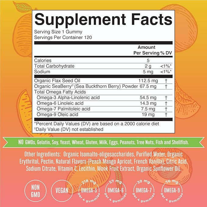 Mary Ruth's Omega 3-6-7-9 Gummies, 120 CT