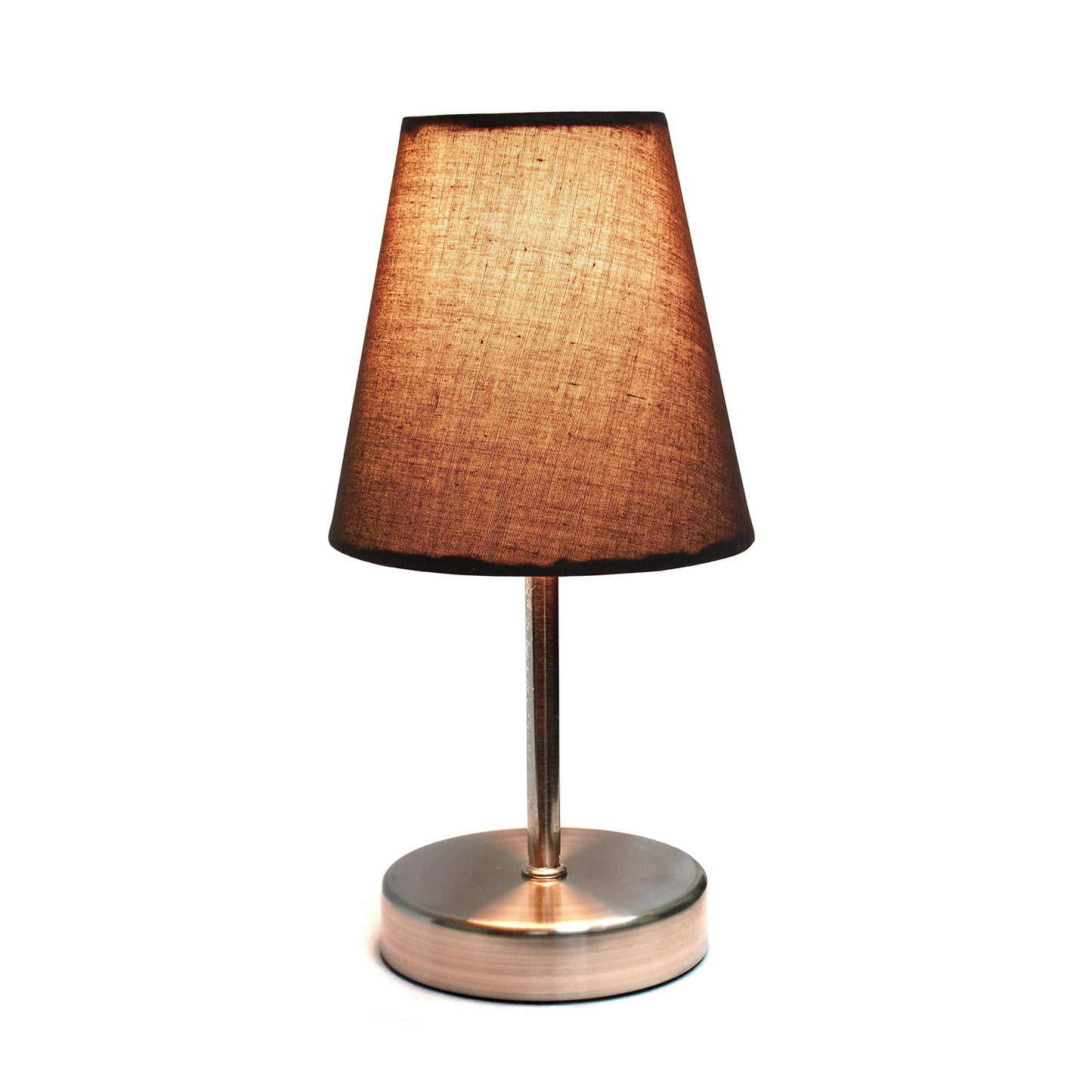 Simple Designs Lt2013-Bwn Mini Table Lamp, Brown Metal With Fabric Shade
