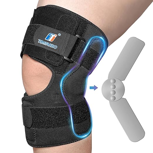 Hinged Knee Brace for Men and Women, Front Open Knee Brace with 2 Compression Straps and Dual Removable Side Stabilizers, ...