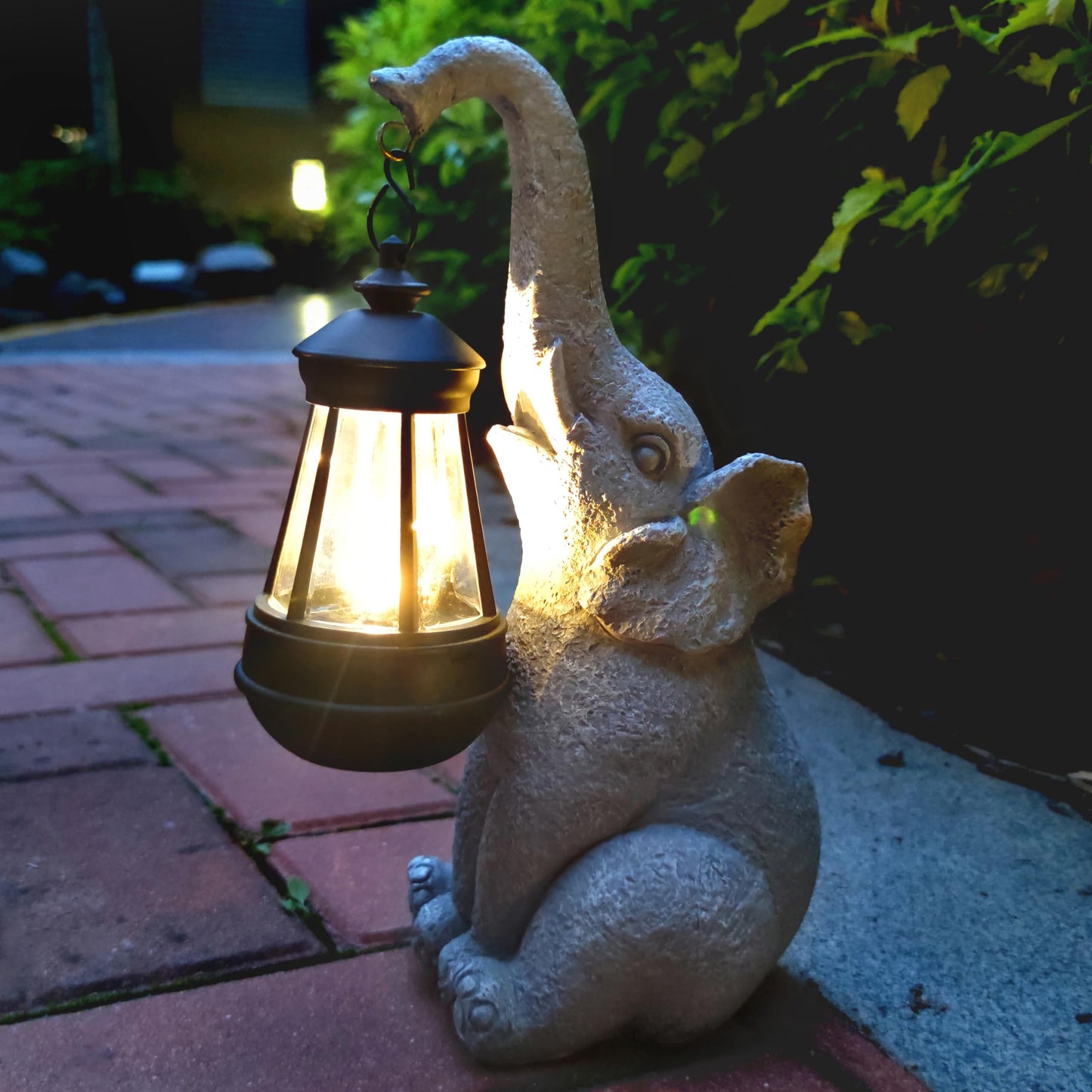 Vioyouns Elephant Solar Garden Statues Resin Elephant Figurine Decorations With Solar Lights Lantern  Outdoor Garden Decor Art For Lawn Yard  Unique Housewarming Gift For Garden Home