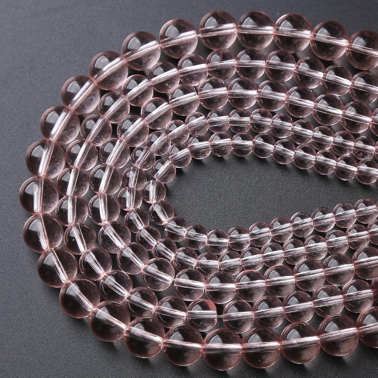 60pcs 6mm Pink Crystal Glass Beads Round Loose Spacer Beads for Jewelry Making DIY Bracelet Necklace Healing Power Stone Beads (Pink Crystal Glass, 6mm)