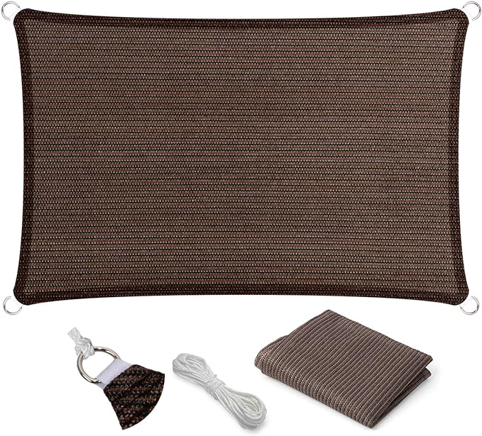 Eden's Decor Straight Flat-Edged Sun Shade Sail Rectangular 9' x 15' Brown UV-Blocking Outdoor Canopy Fabric Cloth Awning for Pergola Patio Garden Backyard Custom Size