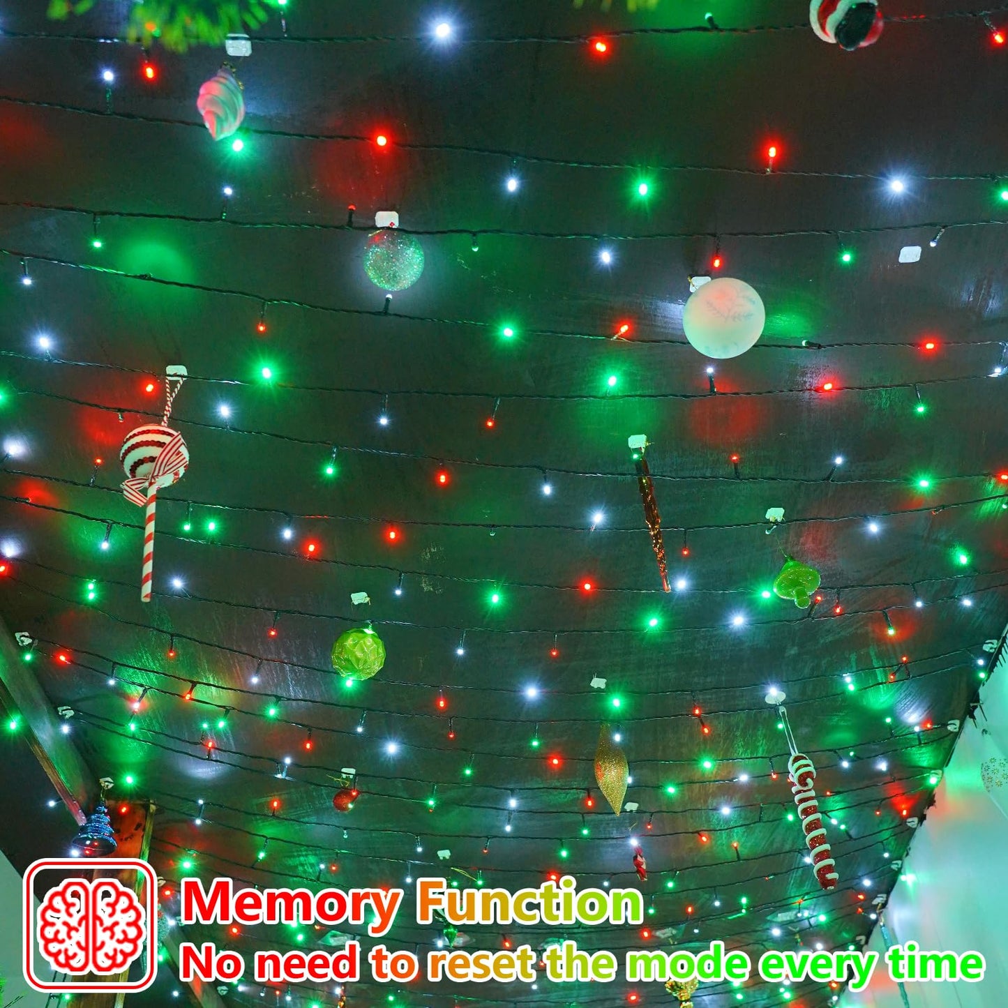 Yeguo 165Ft 500 Led Christmas Lights Outdoor Waterproof  8 Modes Red White And Green String Lights Plug In  Green Wire Twinkle Tree Lights Indoor With Timer Memory
