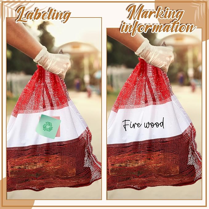 10 Pcs Onion Bags Reusable Mesh Produce Storage with Drawstring Firewood Bags Onion Potato Storage Sacks for Garden Vegetable Fruit Produce Packaging Supplies (22 x 28 Inch)