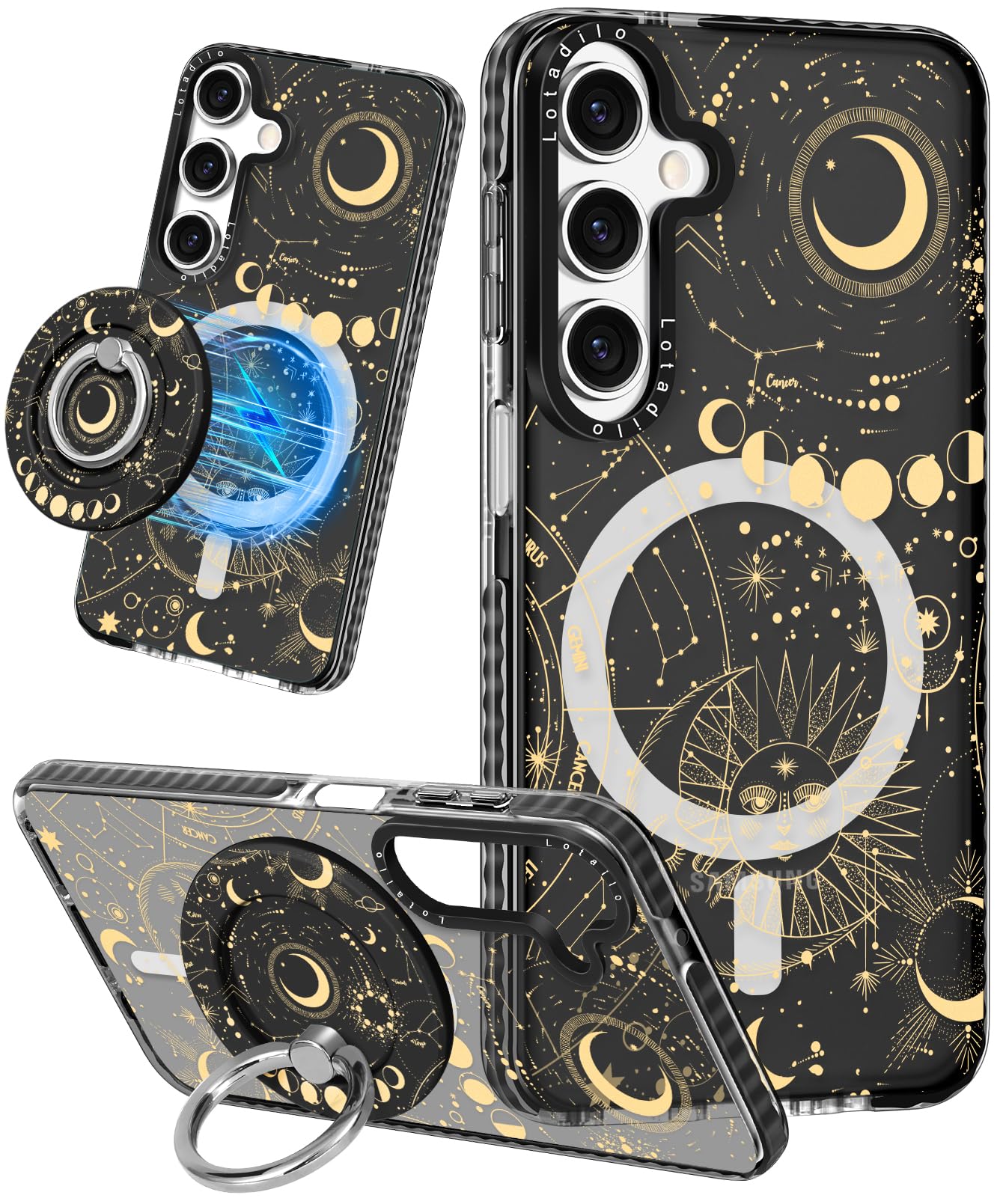 Lotadilo Cute Case For Samsung Galaxy A16 For Women Girls - Funny Sun Moon Design Compatible With Magsafe Magnetic Ring Holder K