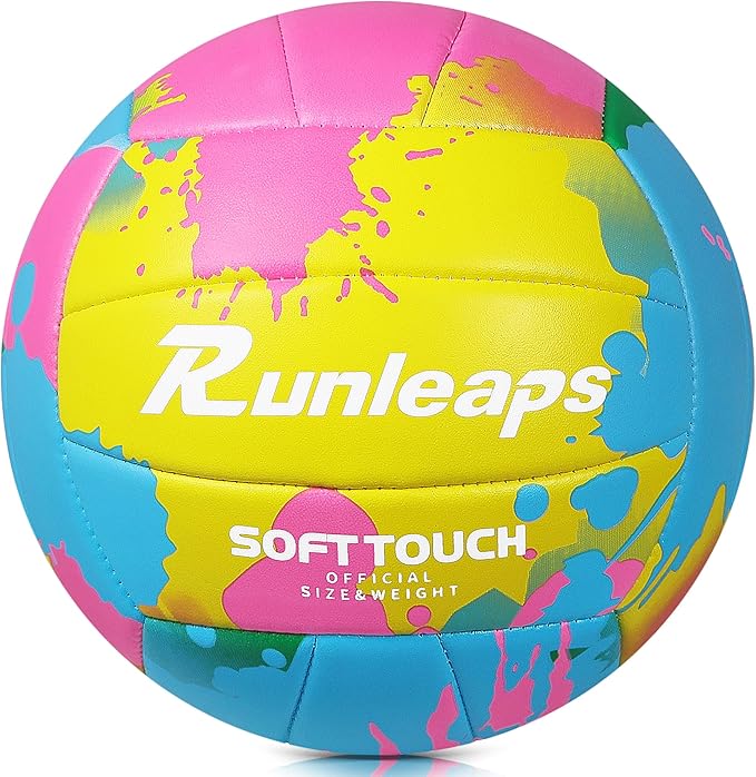 Runleaps Beach Volleyball Official Size 5 Soft Waterproof Volleyball Sand Sports PU Ball for Indoor, Outdoor, Pool, Gym, T...