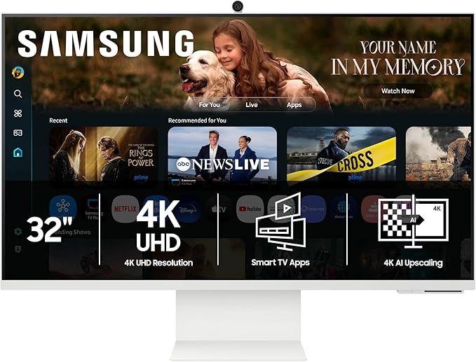 Samsung 32” Smart Monitor M8 (M80F) 4K UHD Display, Samsung Vision AI, Smart TV Apps, Gaming Hub, USB-C, HDMI and USB-A, W...
