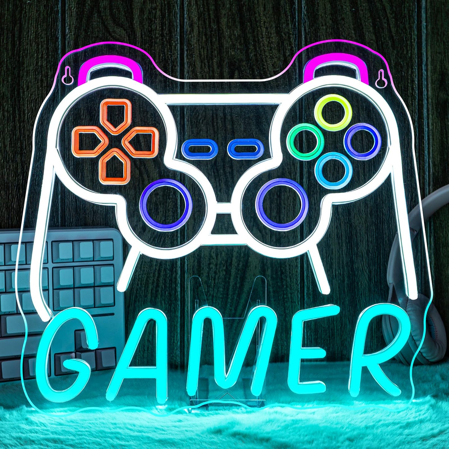 Horseneon Gamer Neon Sign Led Lights Wall Decor For Gaming Rooms Neon Signs  Esports Setups & Gamer Caves  Usb-Powered With Adjustable Brightness  Retro Arcade Lighting