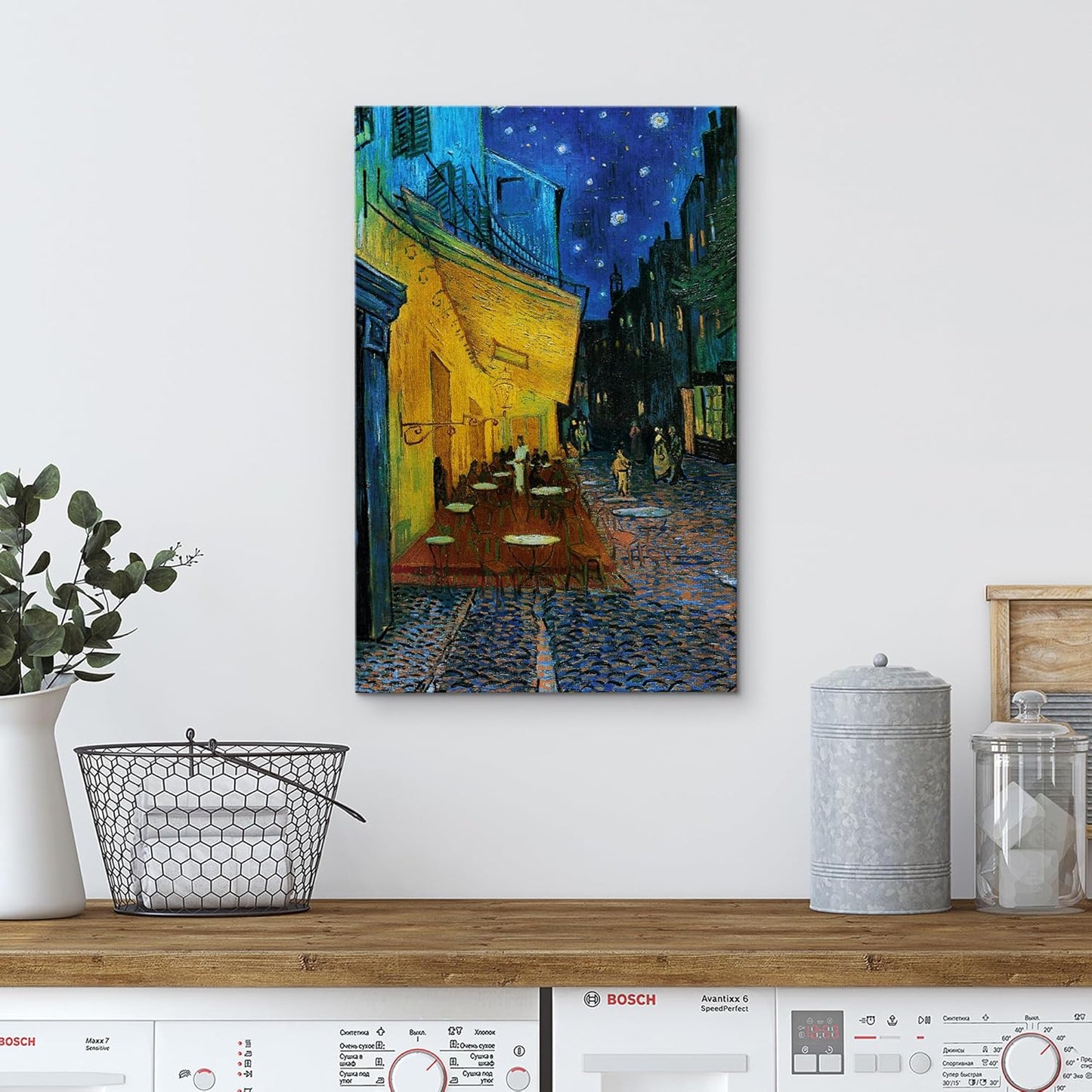 wall26 Canvas Print Wall Art Cafe Terrace at Night by Master Artist Vincent Van Gogh Nature Wilderness Illustrations Fine Art Relax/Calm Multicolor for Living Room, Bedroom, Office - 32"x48"