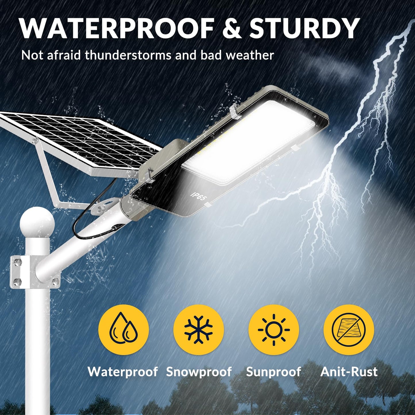 Lykentor Solar Lights Outdoor Waterproof Ip65: 10000Mah Solar Street Light  Dusk To Dawn Outdoor Solar Lights For Yard  Basketball Court  Parking Lot Lights Commercial With Remote Control